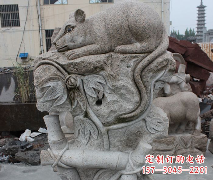 河南大理石生肖鼠石雕