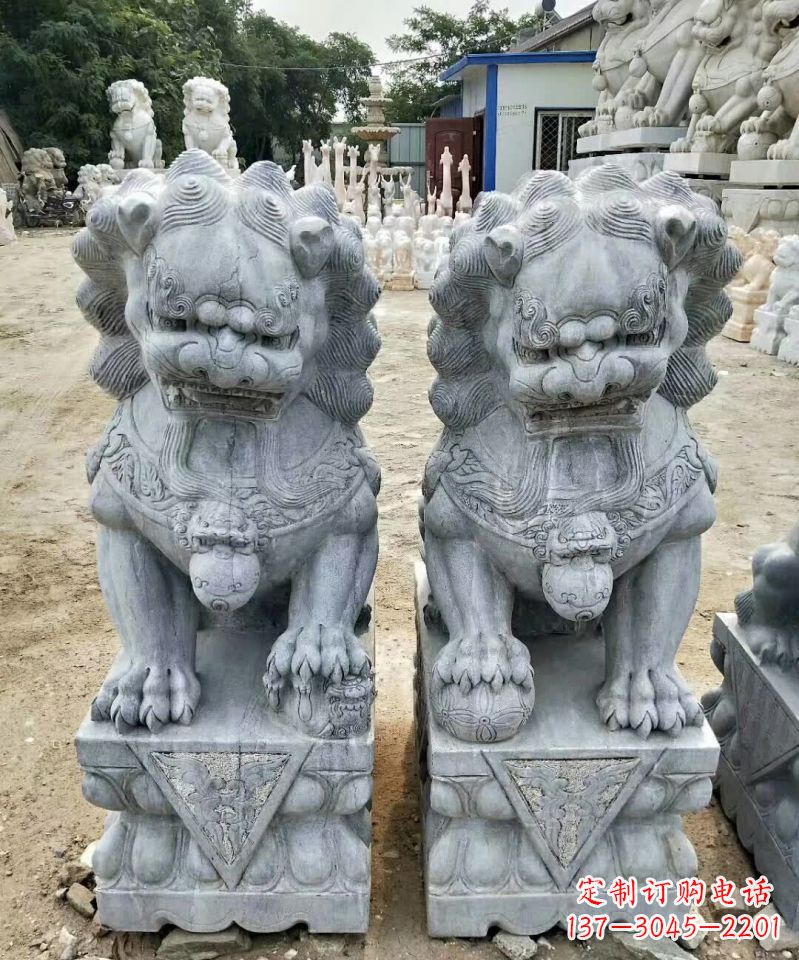 河南传统工艺精雕大理石狮子石雕塑