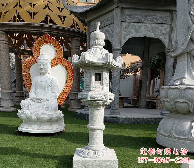 河南独特的大理石石灯笼寺庙石雕