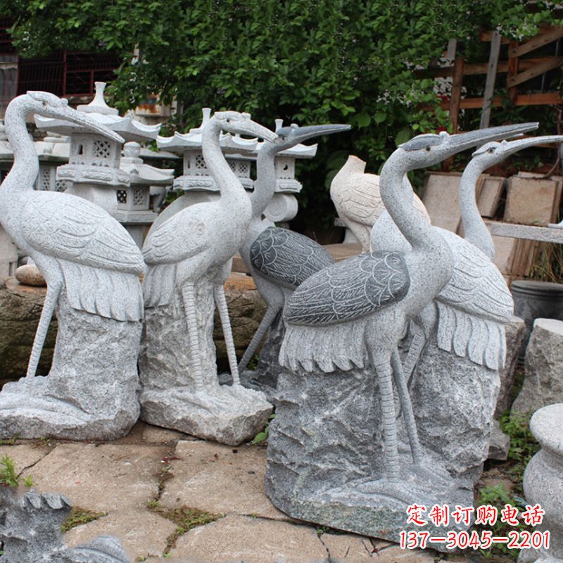 河南精美大理石仙鹤雕塑