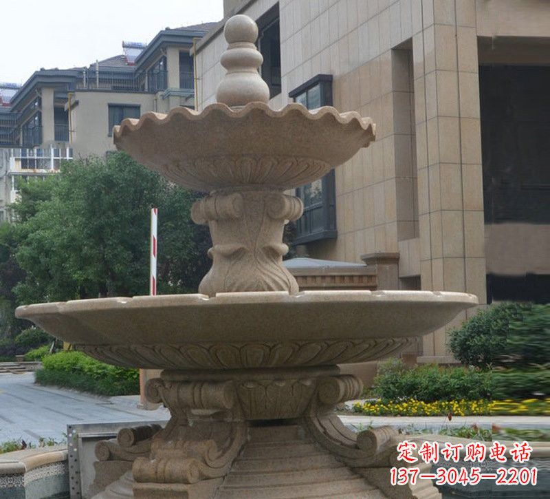河南大理石双层简约喷泉雕塑