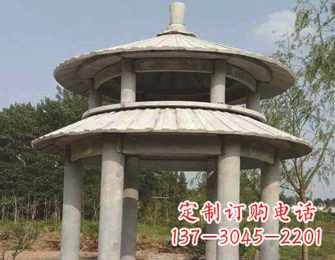 河南大理石双层圆顶凉亭石雕