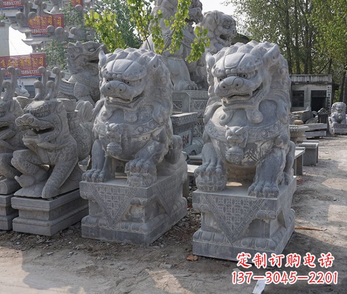 河南大理石寺庙石狮子 (3)