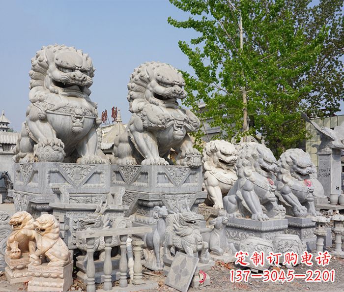 河南大理石寺庙石狮子 (2)
