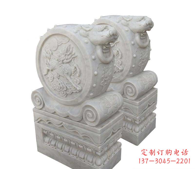 河南大理石狮子头门墩雕塑