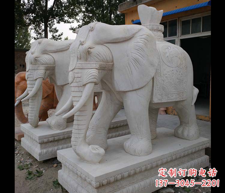 河南大理石大象雕塑,招财进宝