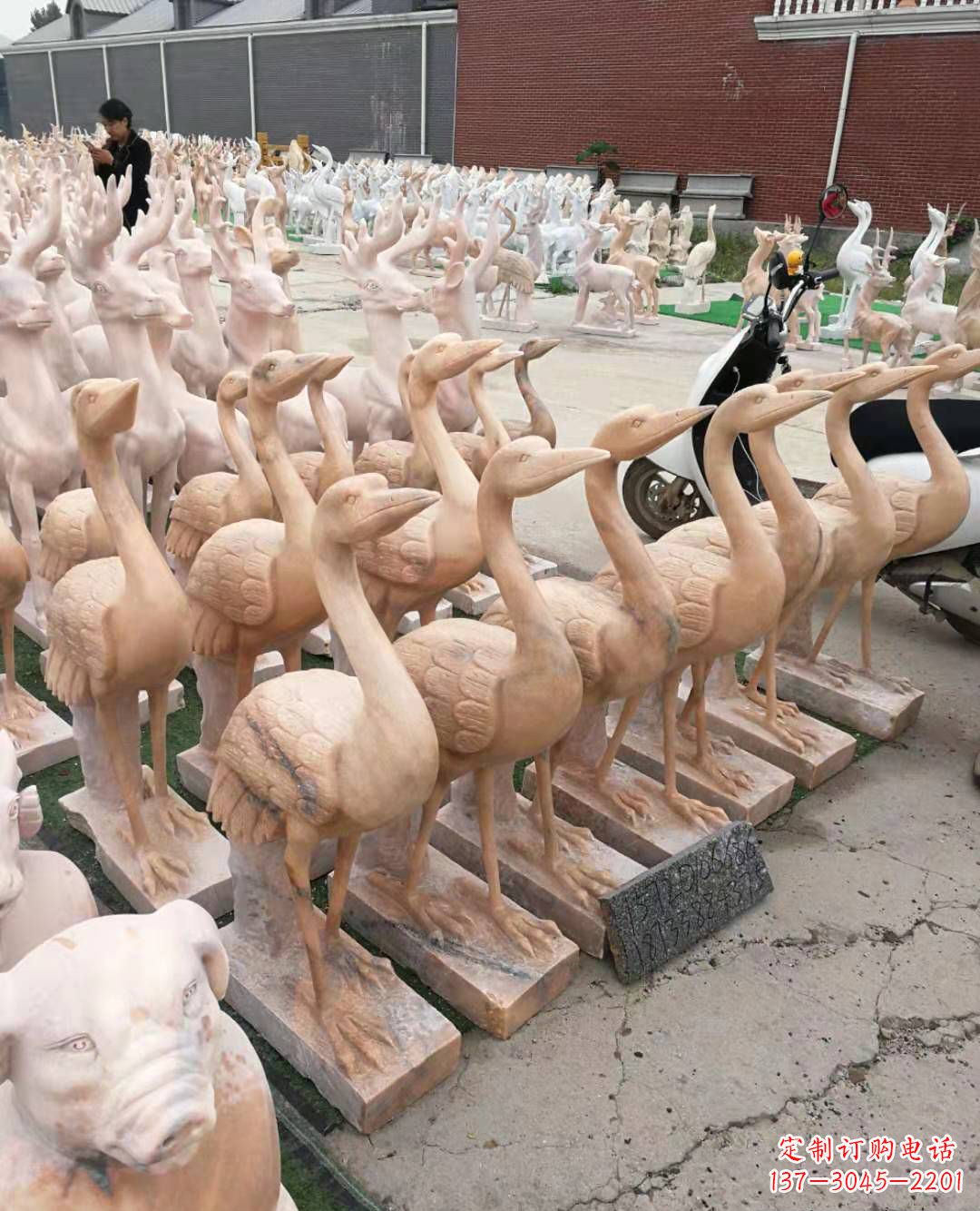 河南丹顶鹤大理石雕塑