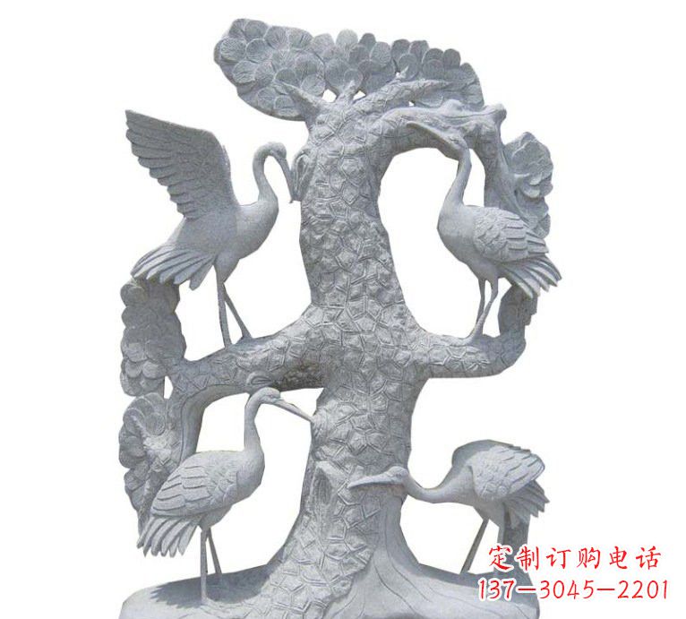 河南精美大理石松树雕塑