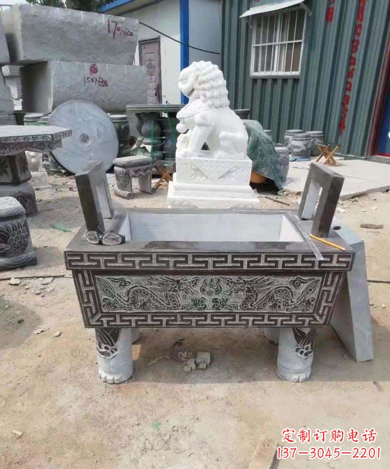 河南精美大理石香炉雕塑