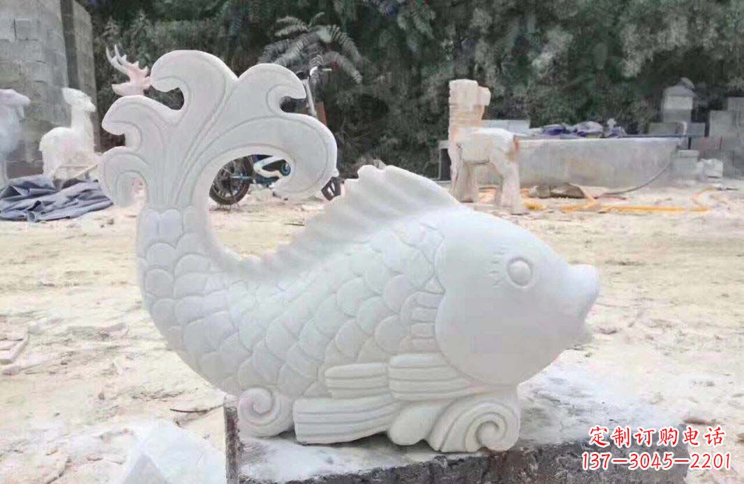 河南大理石鱼喷泉雕塑装置