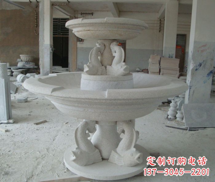 河南高端大理石双层喷泉雕塑