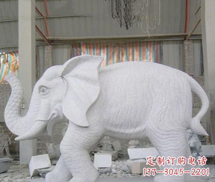 河南象征财富的大理石招财大象雕塑