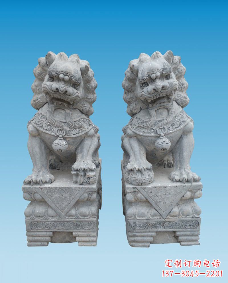 河南精致雕刻的大理石狮子雕塑