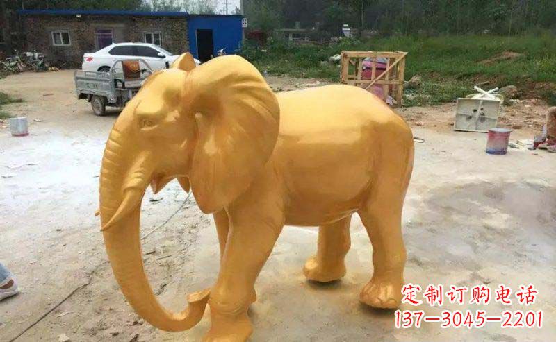河南精美的大象玻璃钢仿铜雕塑