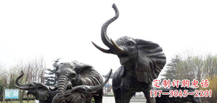 河南大象群铜雕景观
