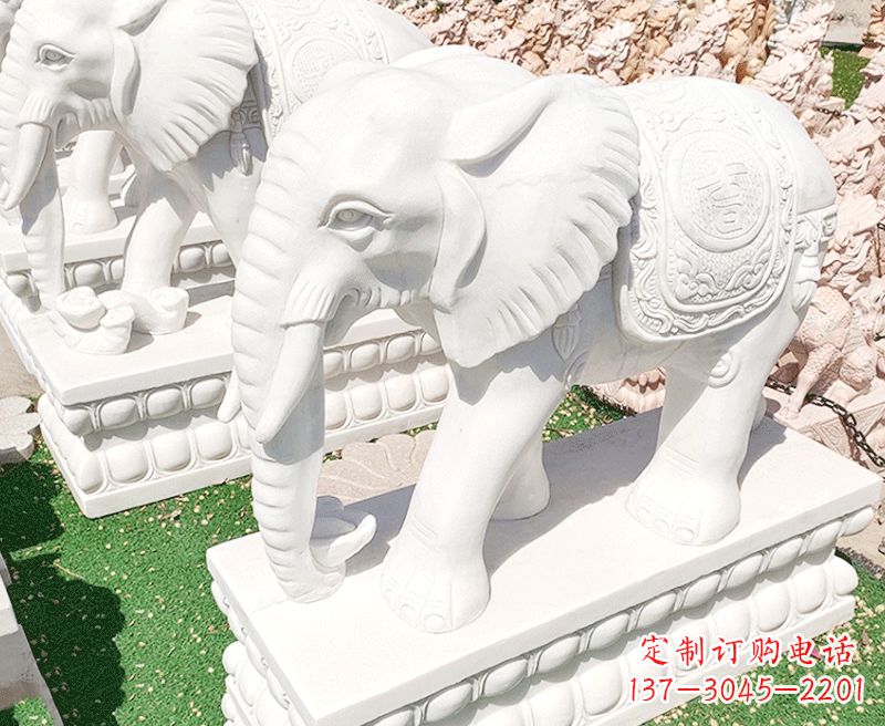 河南精美工艺 大象石雕雕塑