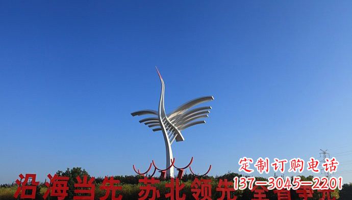 河南大型不锈钢标志性抽象仙鹤