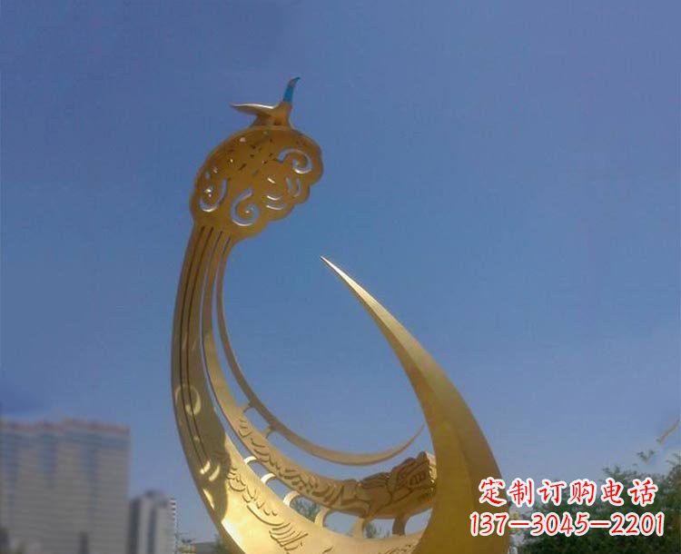 河南大型不锈钢创意凤凰雕塑