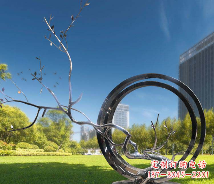 河南超大不锈钢环形景观雕塑