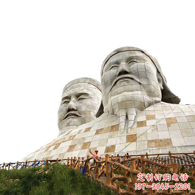 河南大型成吉思汗石雕头像景观雕塑-景区景点历史名人景观雕像