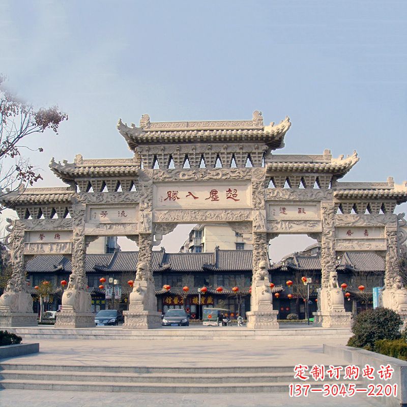 河南五门石雕牌坊雕塑——让城市更美丽
