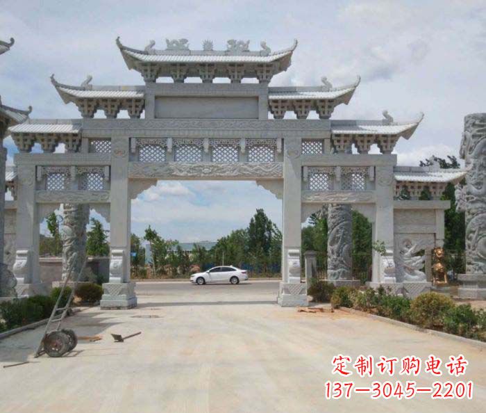 河南大型村口牌坊石雕