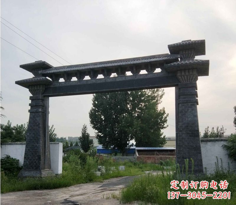 河南大型单门仿古牌坊石雕