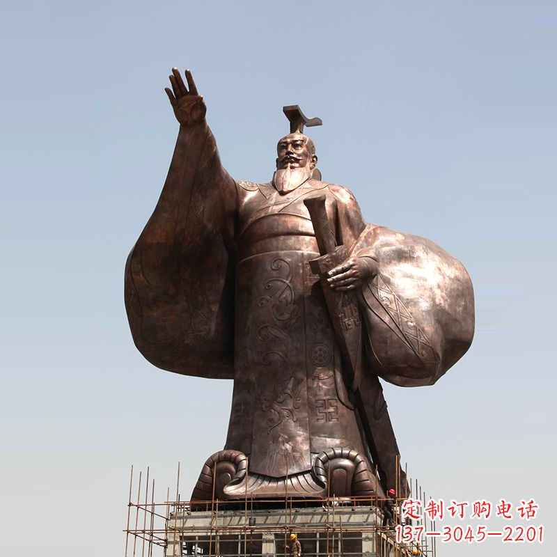 河南传承历史风采,精美秦始皇铜雕塑