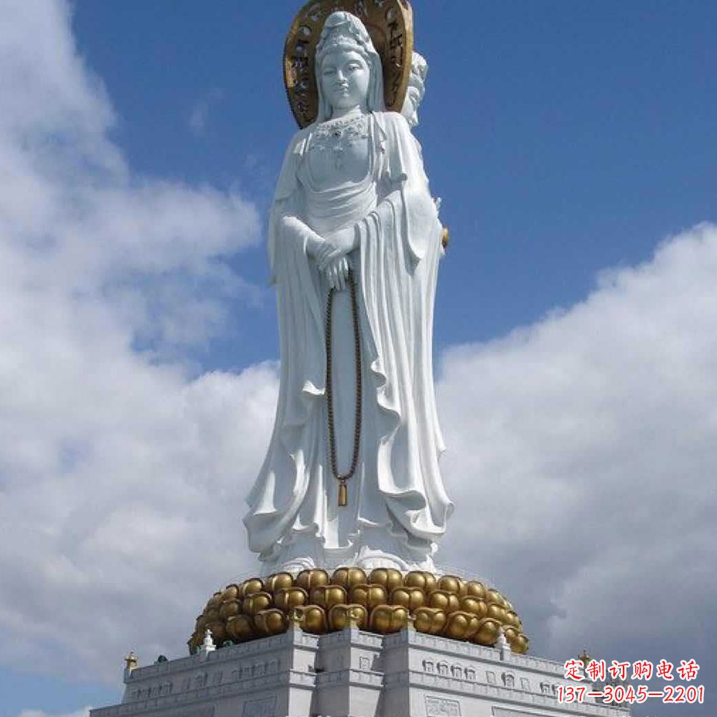 河南大型三面观音菩萨石雕
