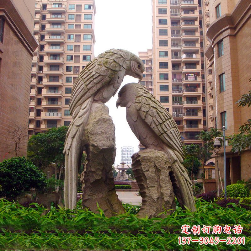 河南精美石雕鹦鹉雕塑