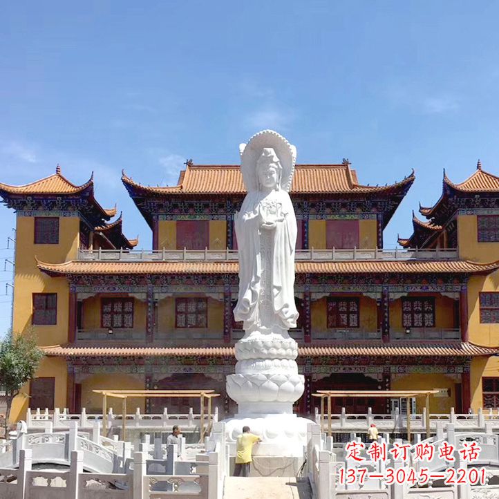 河南精美汉白玉观音石雕塑