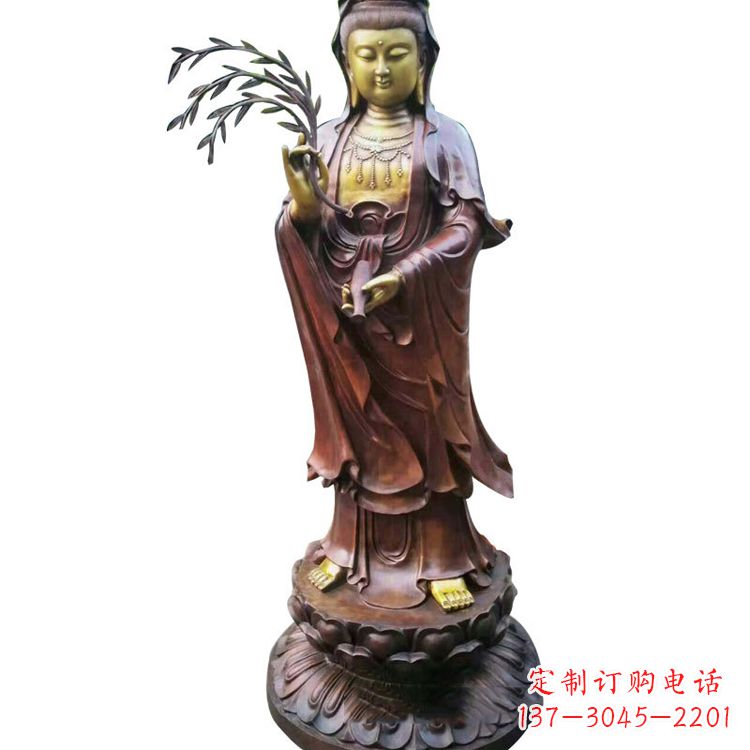 河南高贵优雅的观音铜雕塑
