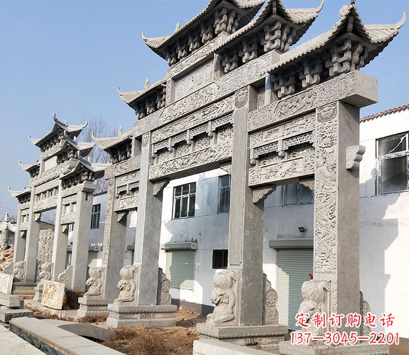 河南五门仿古牌坊石雕