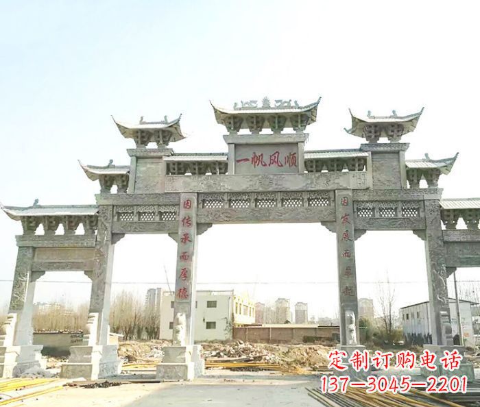 河南大型五门石雕牌楼 (3)