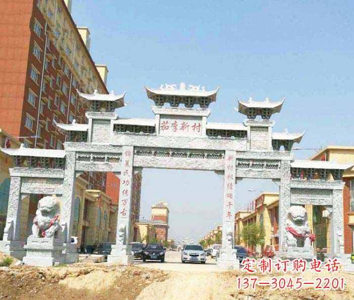 河南大型五门石雕牌楼