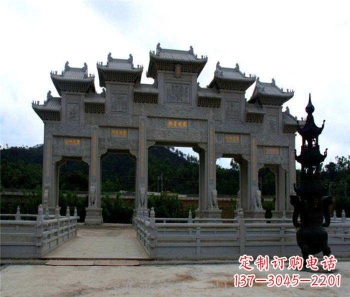 河南大型五门石雕牌坊