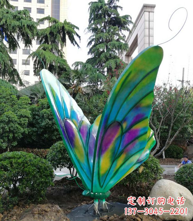 河南大型小区园林彩绘仿真蝴蝶摆件
