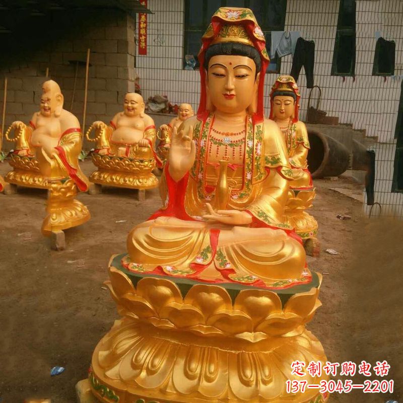 河南完美体现观音神性的铸铜观音雕塑