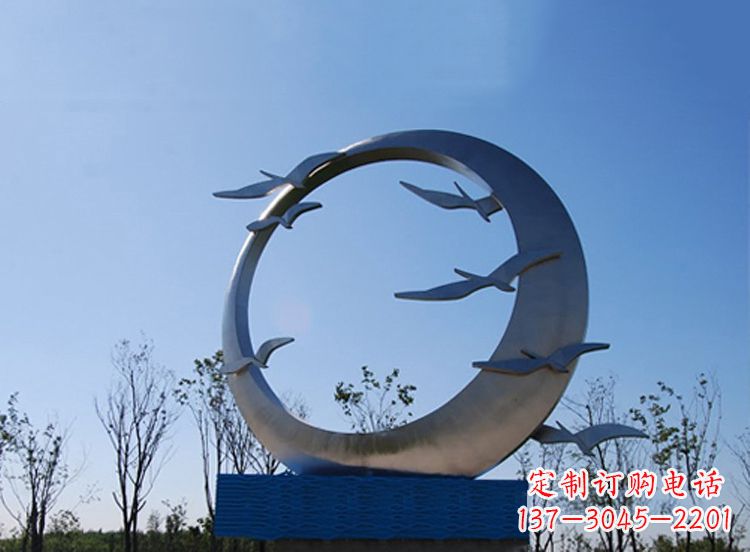 河南大雁不锈钢景观标识,公园鸟类创意雕塑