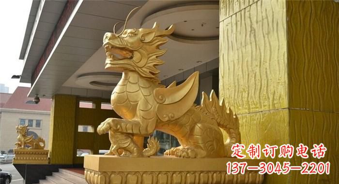 河南精美麒麟铜雕,展现神秘之美