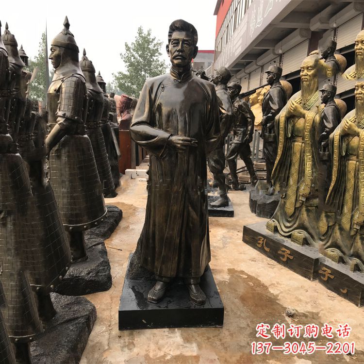 河南经典人物鲁迅大师仿铜雕塑