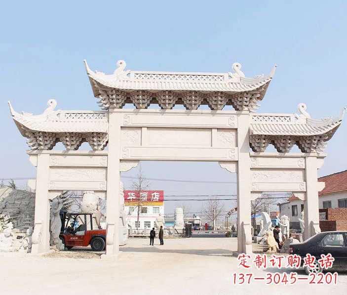 河南道路三门石牌坊石雕 (2)