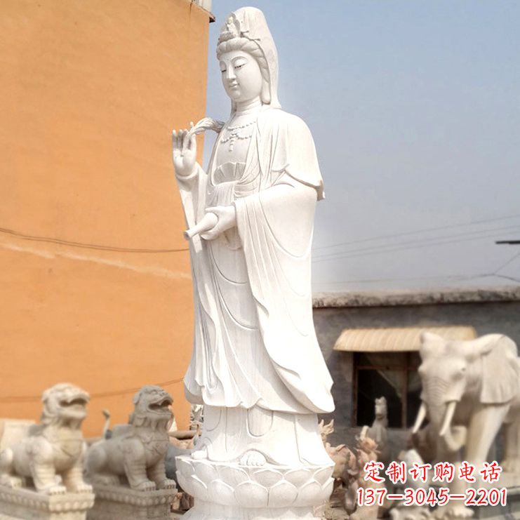 河南滴水观音汉白玉石雕佛像