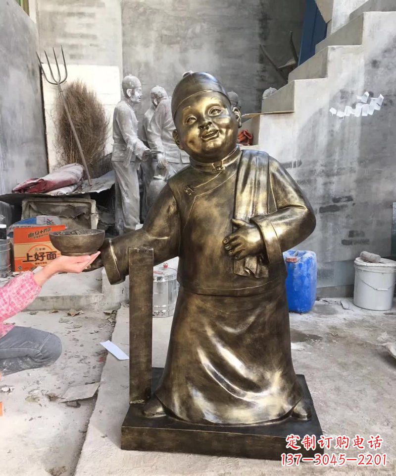 河南店小二铜雕——精美精致的人物雕塑