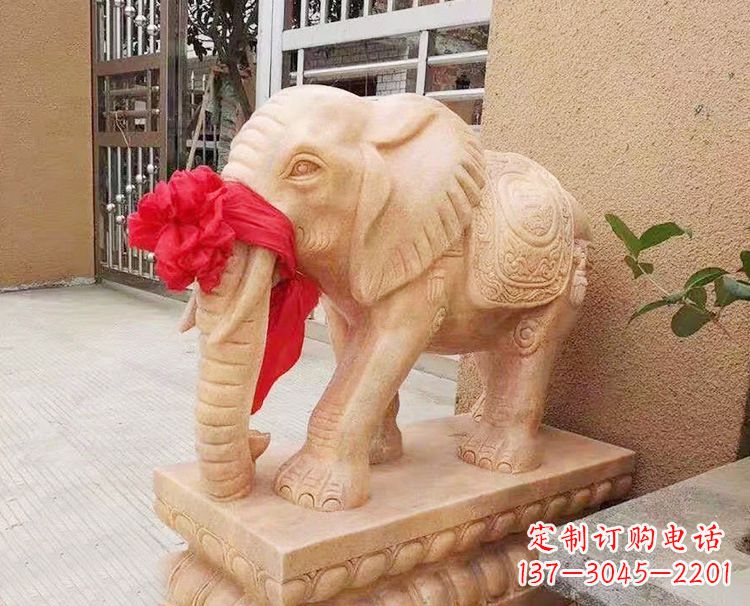 河南精心雕刻大象石雕