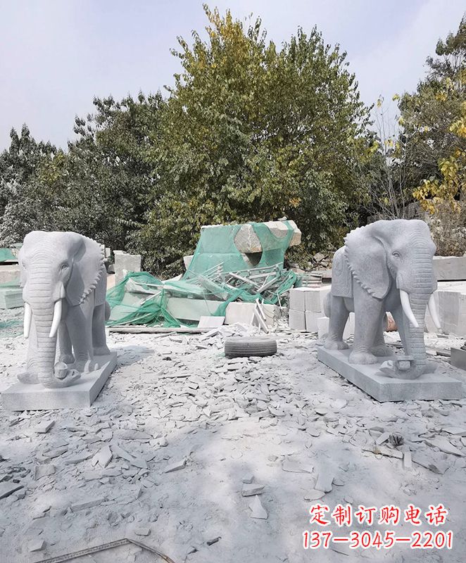 河南优雅精美大象石雕