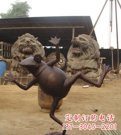 河南青蛙铜雕,精美而可爱
