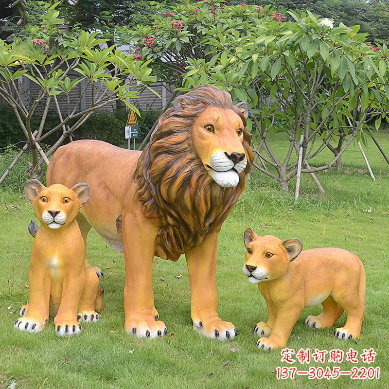 河南古典风格仿真狮子雕塑摆件