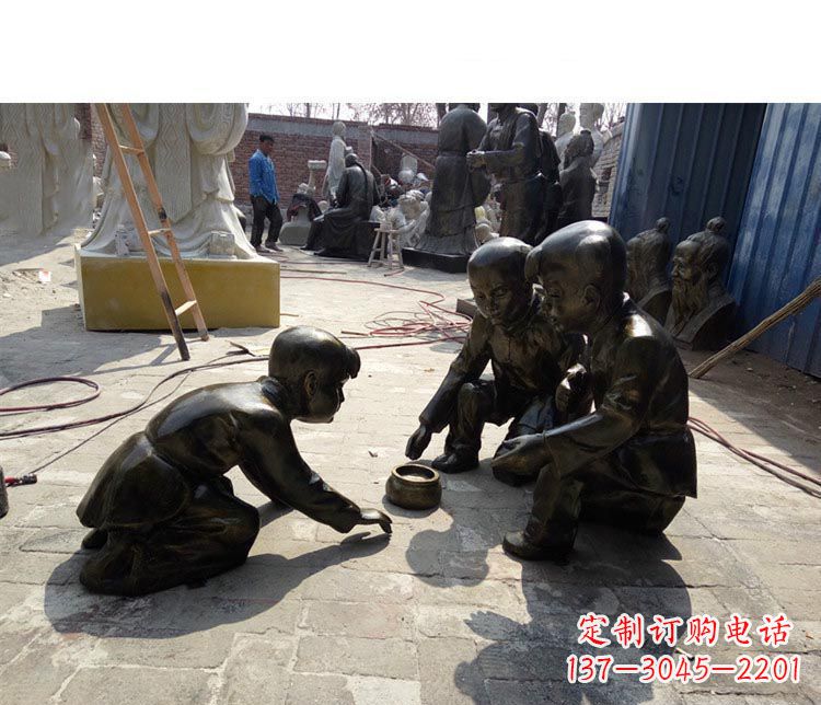 河南斗蛐蛐铜雕 儿童系列