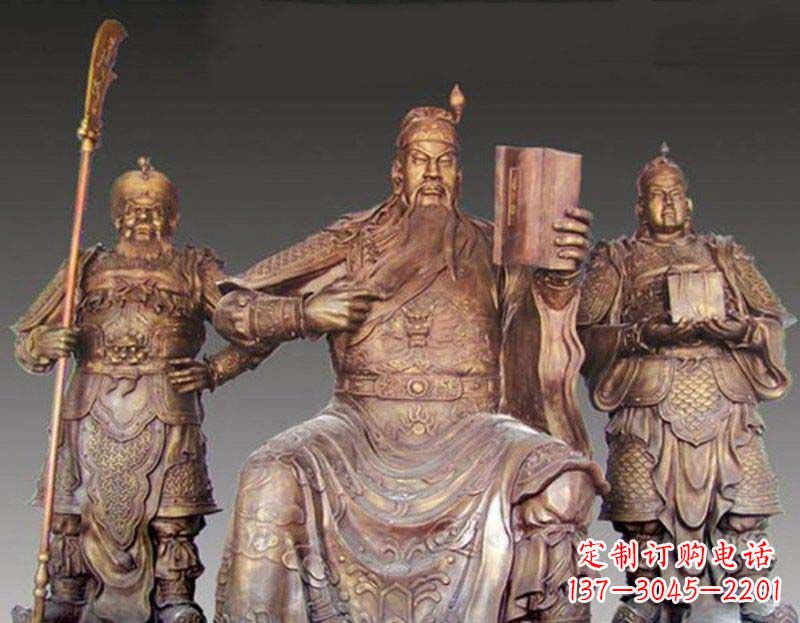 河南中领雕塑艺术以关公武财神铜雕塑荣耀家中